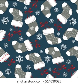 Cute Christmas Socks pattern - vector Illustration