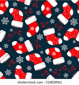 Cute Christmas Socks pattern - vector Illustration