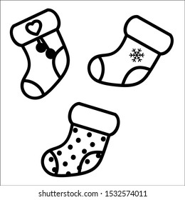 Cute christmas socks set, vector illustration.