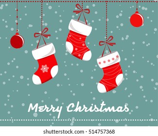 Cute Christmas Socks set - vector Illustration