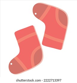 Cute Christmas Socks - vector cartoon Illustration, ddodle style.