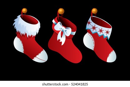 Cute Christmas Socks - vector cartoon Illustration