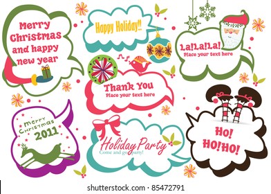 cute Christmas speech bubbles set