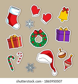 Cute Christmas stickers collection and element for christmas