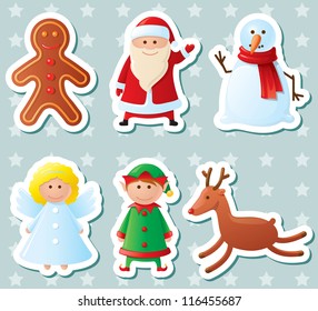 Cute Christmas stickers set