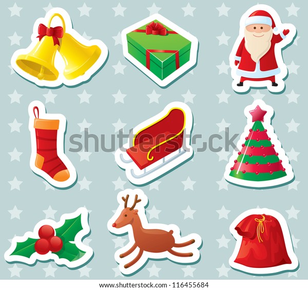 Cute Christmas Stickers Stickers christmas cute illustration vector claus