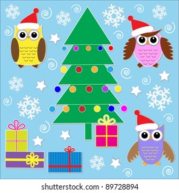  Cute Christmas stickers.Vector set