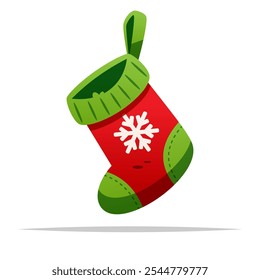 Cute christmas stocking vector isolated illustration