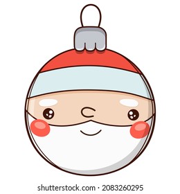 Cute christmas tree ball character. Vector illustration.