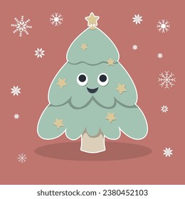 cute christmas tree cartoon decoration