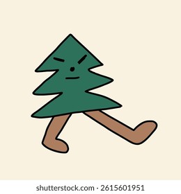 cute christmas tree cartoon illustration