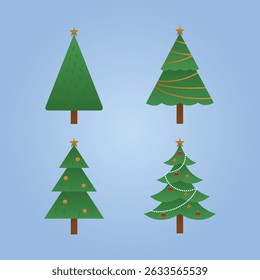 Cute christmas tree cartoon set by tulangbercabang studio