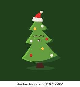 cute christmas tree character illustration