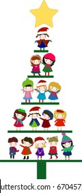 Cute christmas tree of children