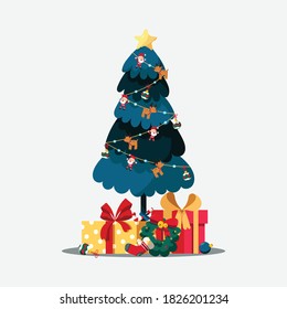 cute christmas tree decoration, chistmas element. 