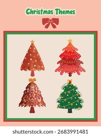 Cute Christmas Tree Design Set – Adorable Holiday Illustration Pack with Festive Vibes