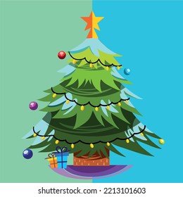 Árbol de Navidad lindo con diferentes matices, tiene un estilo editorial artístico.