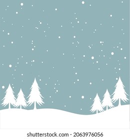 Cute christmas tree forest with snow for christmas card, gift bag or box design
