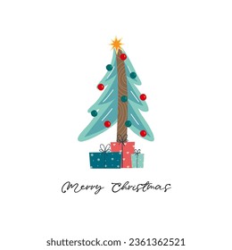 cute christmas tree with gifts