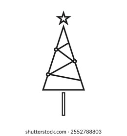 cute Christmas tree icon vector on white background 