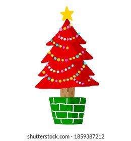 Cute Christmas tree illustration material