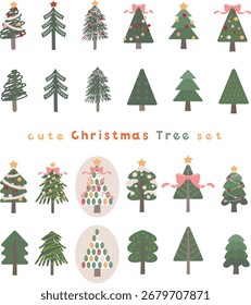 Conjunto de ilustración de árbol de Navidad lindo