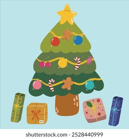 cute christmas tree illustration vector