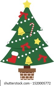 Cute Christmas tree with many decorations