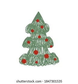Cute Christmas tree, modern design. Christmas tree. Can be used for printed materials - flyers, posters, business cards or for the web.