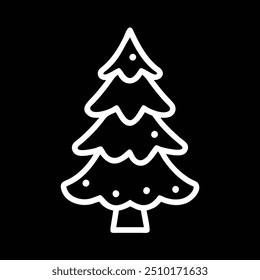 cute christmas tree outline, black and white