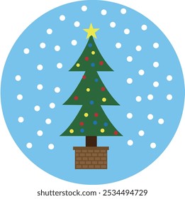 Cute Christmas tree simple illustration