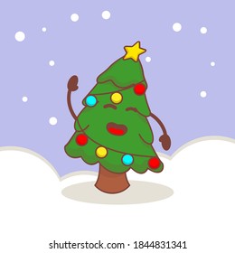 Cute Weihnachtsbaum auf einfarbigem Hintergrund