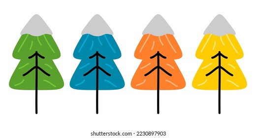 Cute christmas tree with snow doodle flat icon design.