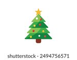 Cute Christmas Tree Vector Illustration - Cartoon, Clipart  Line Art Design Vector illustration of a cute Christmas tree in cartoon, clipart, and line art styles.