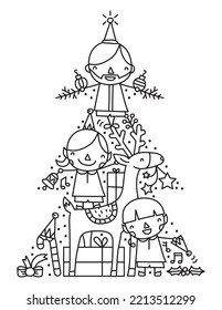 Cute Christmas tree vector illustration