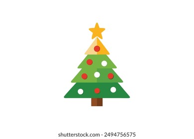 Cute Christmas Tree Vector Illustration - Cartoon, Clipart  Line Art Design Vector illustration of a cute Christmas tree in cartoon, clipart, and line art styles.