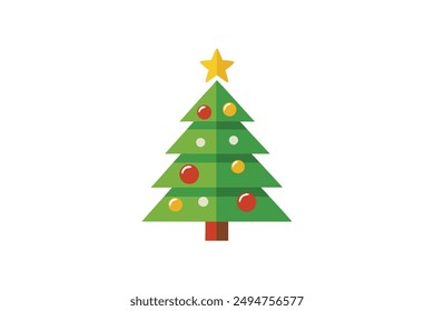 Cute Christmas Tree Vector Illustration - Cartoon, Clipart  Line Art Design Vector illustration of a cute Christmas tree in cartoon, clipart, and line art styles.