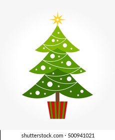 Cute Christmas tree. Vector illustration