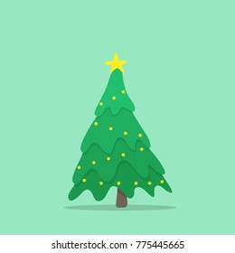 Cute Christmas Tree. Vector Illustration. Christmas Card Design