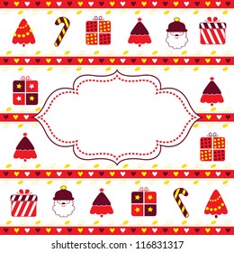 Cute Christmas Vector Card with blank space for your text. Objects can be used separately.