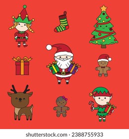 Cute Christmas vector characters set