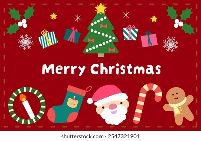 Cute Christmas Vector Illustrations red