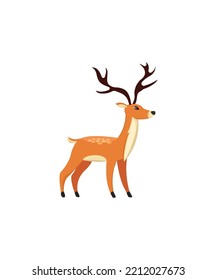 Cute Christmas vector reindeer with balloons vector isolated on white background. Perfect for coloring book, textiles, icon, web, painting, books, t-shirt print.