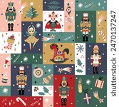 Cute Christmas vector seamless Nutcracker pattern.  Seamless pattern can be used for wallpaper, pattern fills, web page background, surface textures.