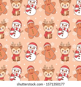 Cute Christmas Vector Seamless Pattern