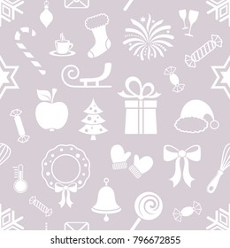 Cute christmas vector seamless pattern with christmas icons