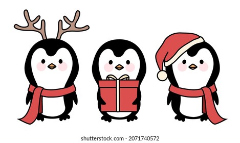 Cute Christmas winter penguin set