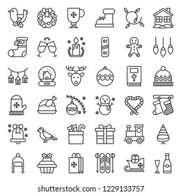 Cute Christmas and winter related icon set 7, editable outline.