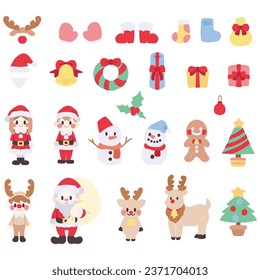 Cute Christmas-inspired set of small color illustrations