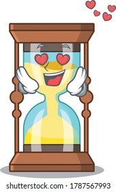 Cute Chronometer Cartoon-Charakter hat ein fallendes verliebtes Gesicht